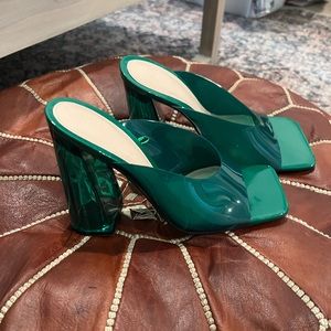Zara Green Mule Heels